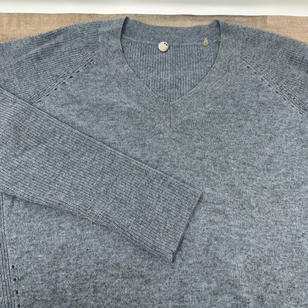 Margaret O'Leary 100% Cashmere V-Neck Sweater Size XSmall Grey Super Soft